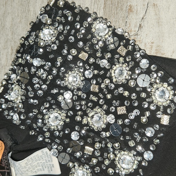 ALEX EVENINGS BLACK PARTY DRESS.     SIZE 10 RHINESTONE SHOULDER - Picture 13 of 13